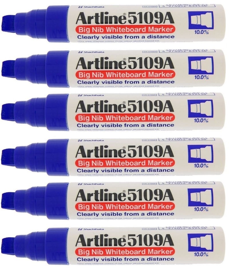 Artline 5109A Big Nib Whiteboard Marker - Blue (Pack of 6)